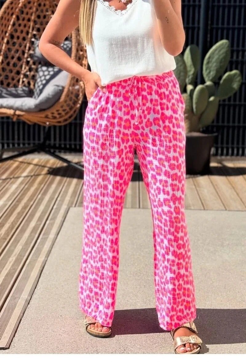 ESTLCSOR Gauze Cotton Leopard Print Set Orange