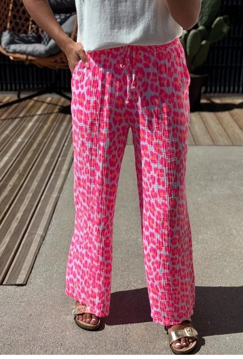 ESTLCSOR Gauze Cotton Leopard Print Set Orange