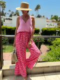 ESTLCSPK Gauze Cotton Leopard Print Set Pink