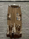 ZOPLP2CM Watercolor Print Linen Pocket Pants Caramel