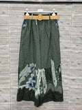 ZOPLP1KH Watercolor Floral Linen Pants Khaki