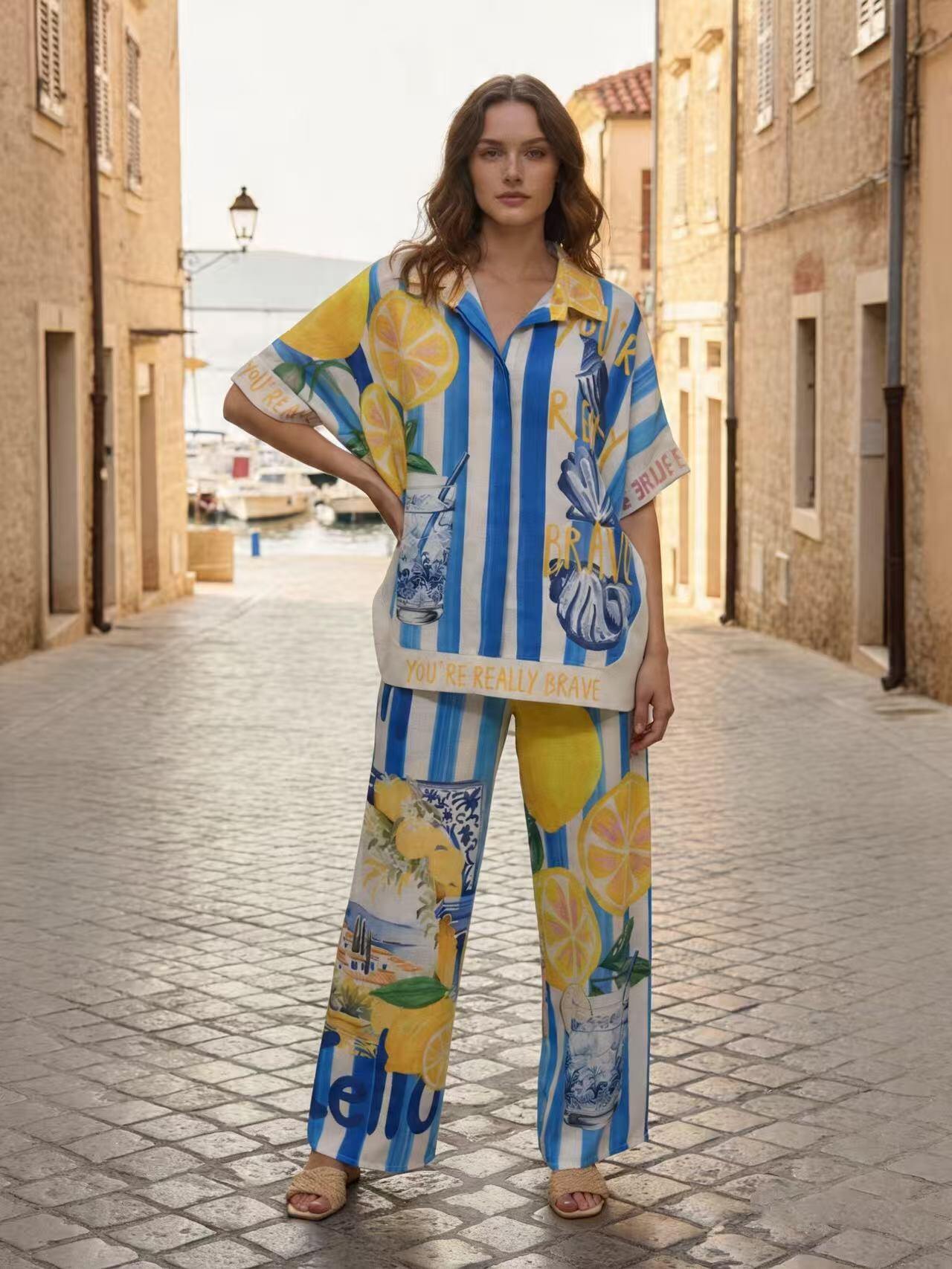 VIS06 Capri Lemonade Stripe Set
