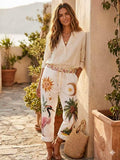 ZOPNT1WH Riviera Icons Print Pants White