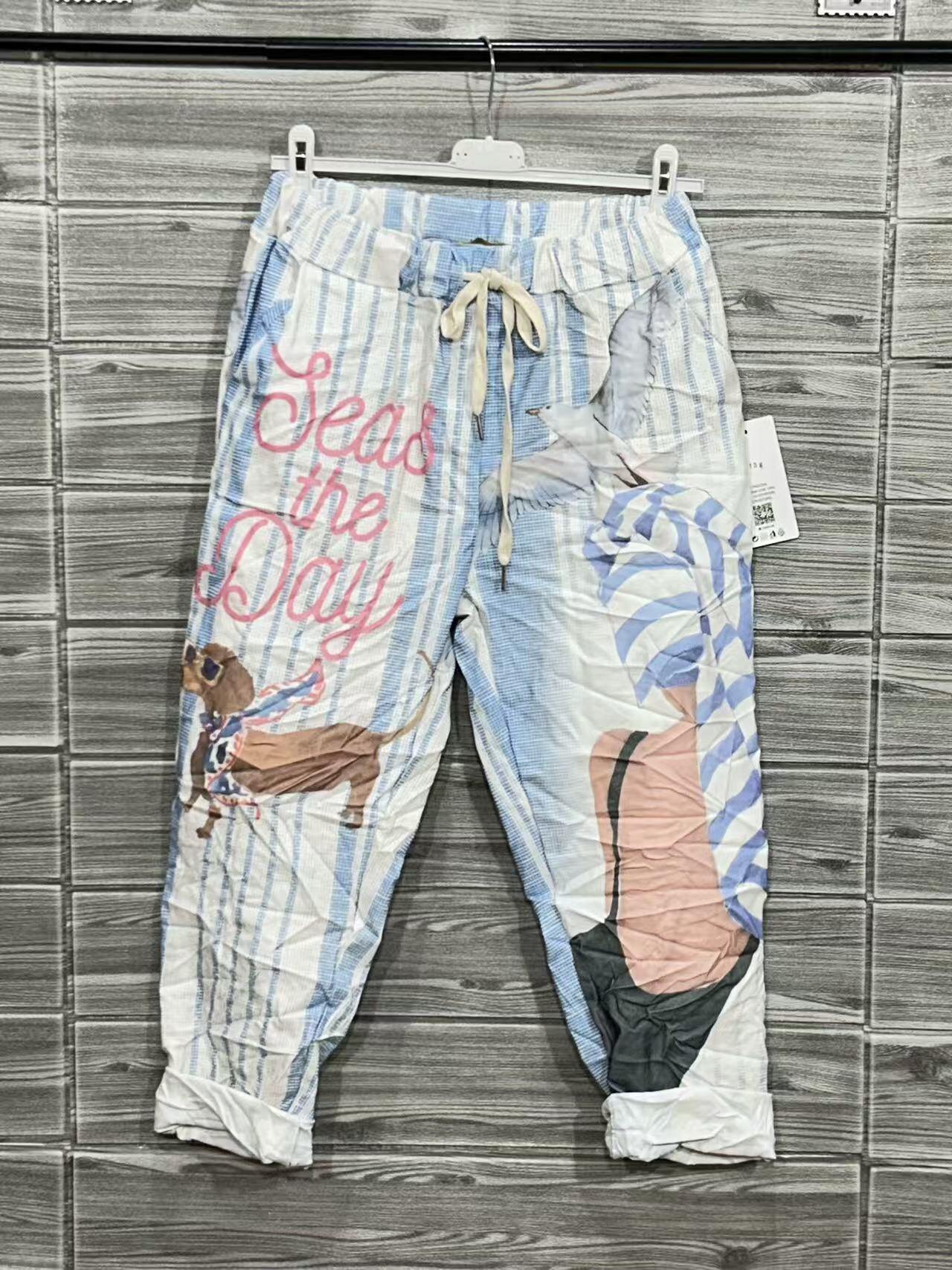 ZOPTBSB Printed Trousers Sky Blue
