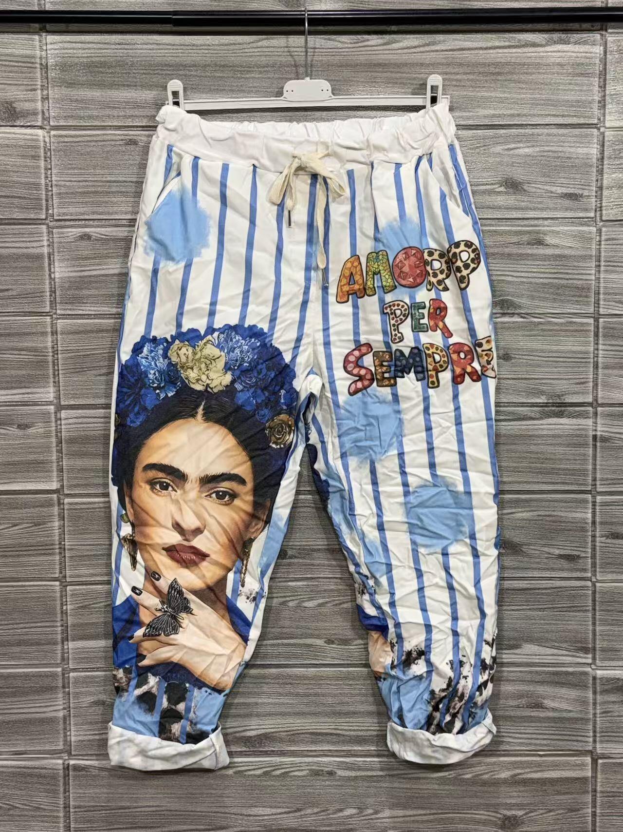 ZOPTBLB Printed Trousers Light Blue