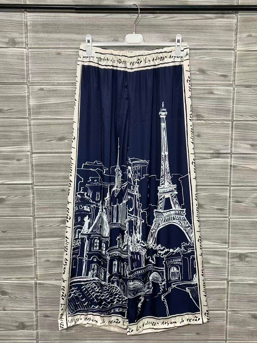 ZOPCPNV Paris Print Pants Navy
