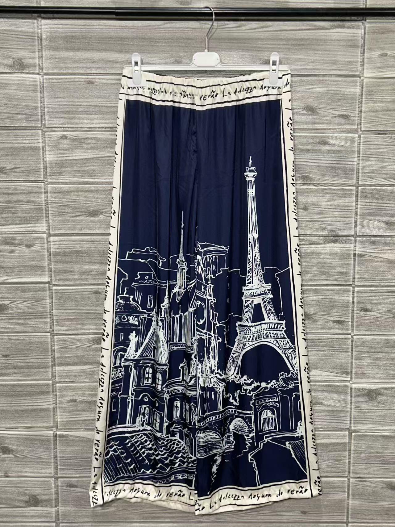 ZOPCPNV Paris Print Pants Navy