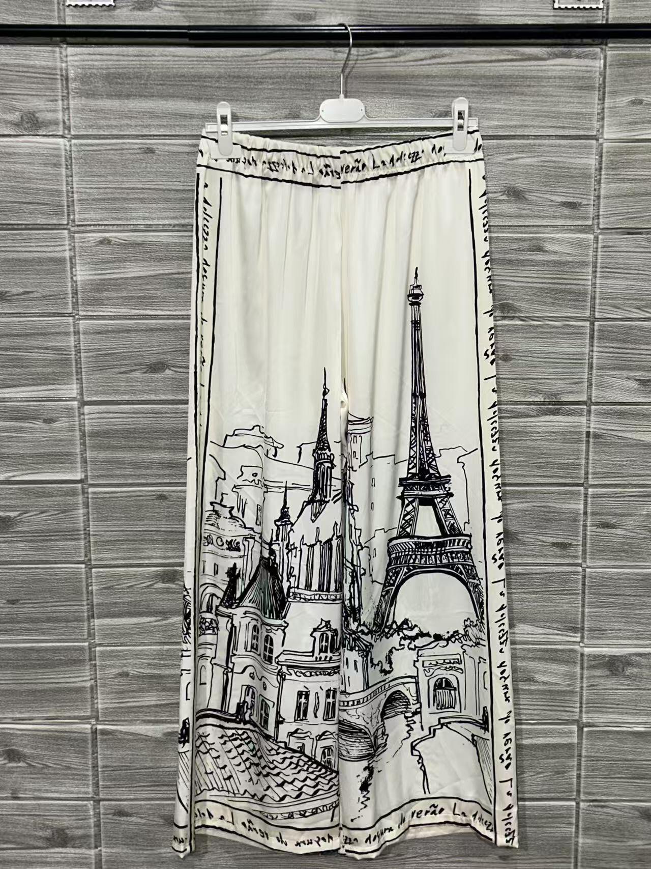 ZOPCPEC Paris Print Pants Ecru