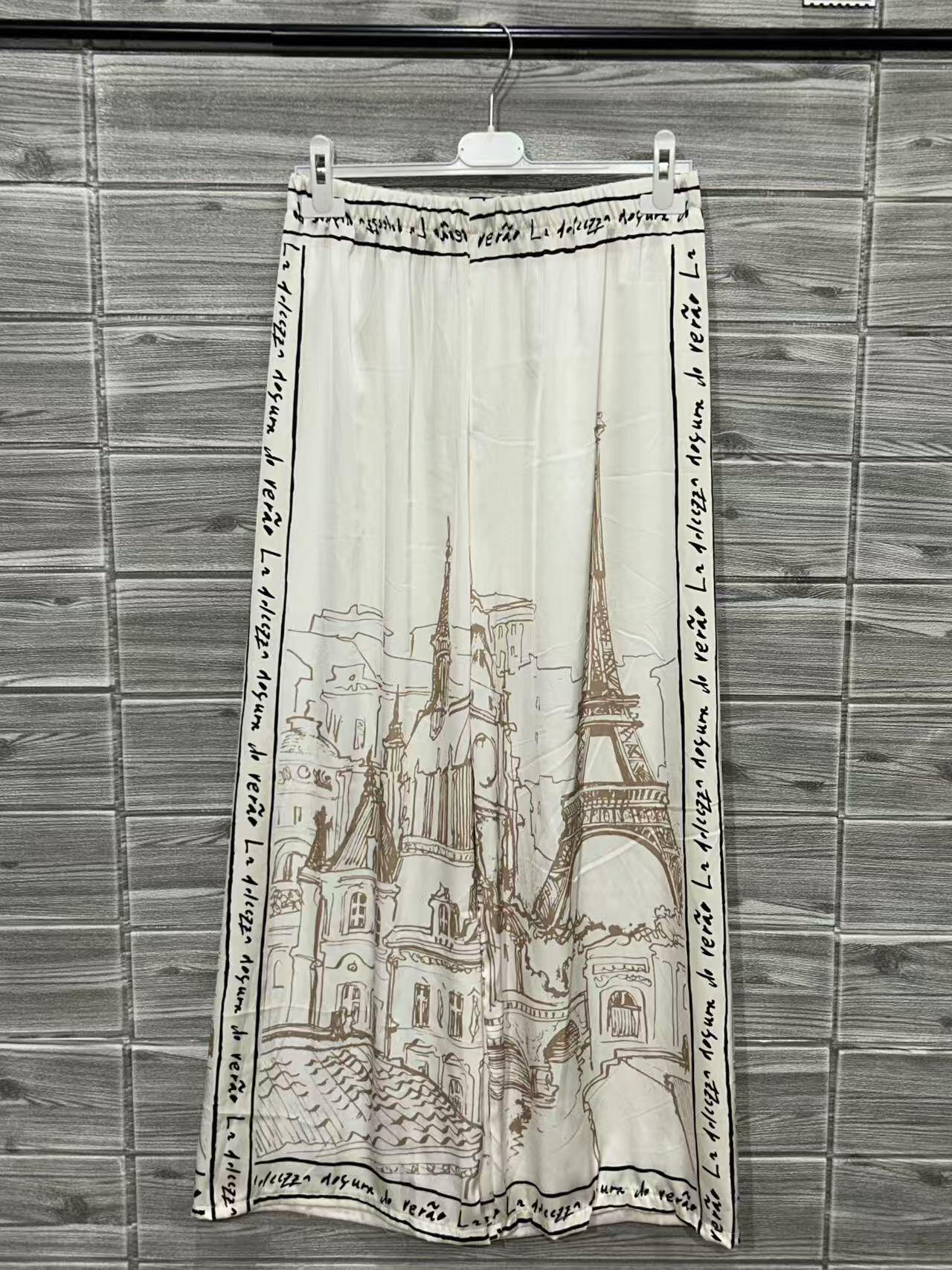 ZOPCPIV Paris Print Pants Ivory