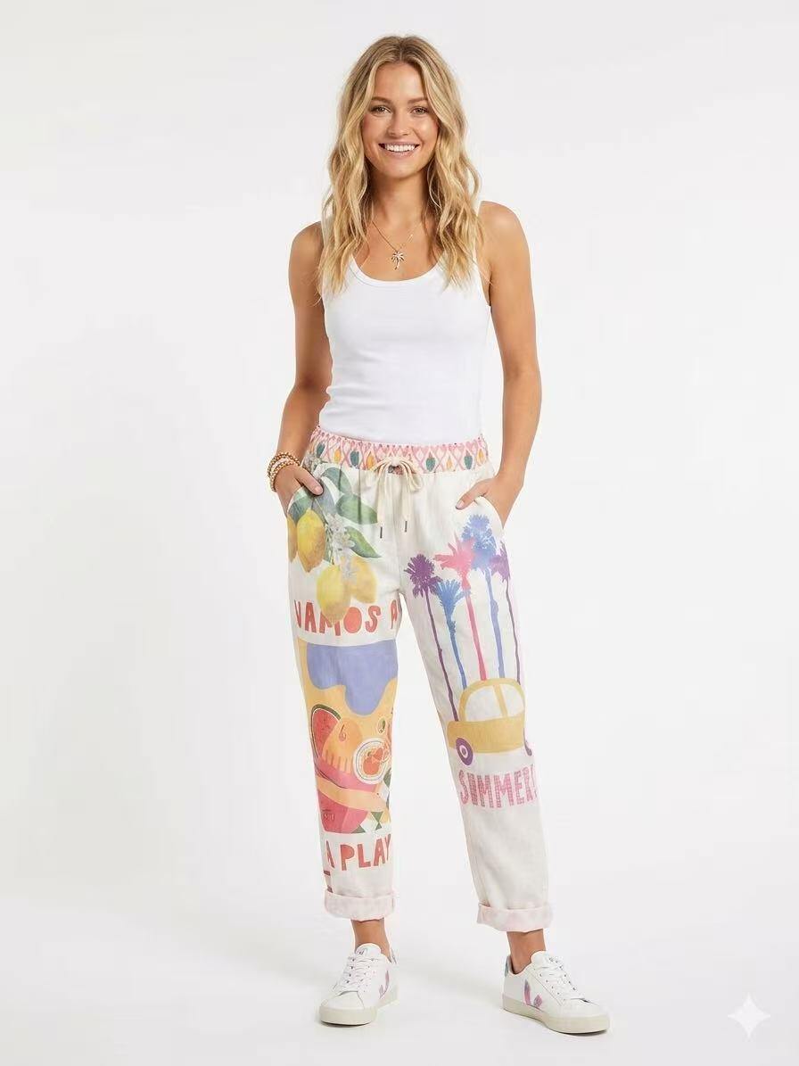 ZOPTBY Printed Trousers Yellow