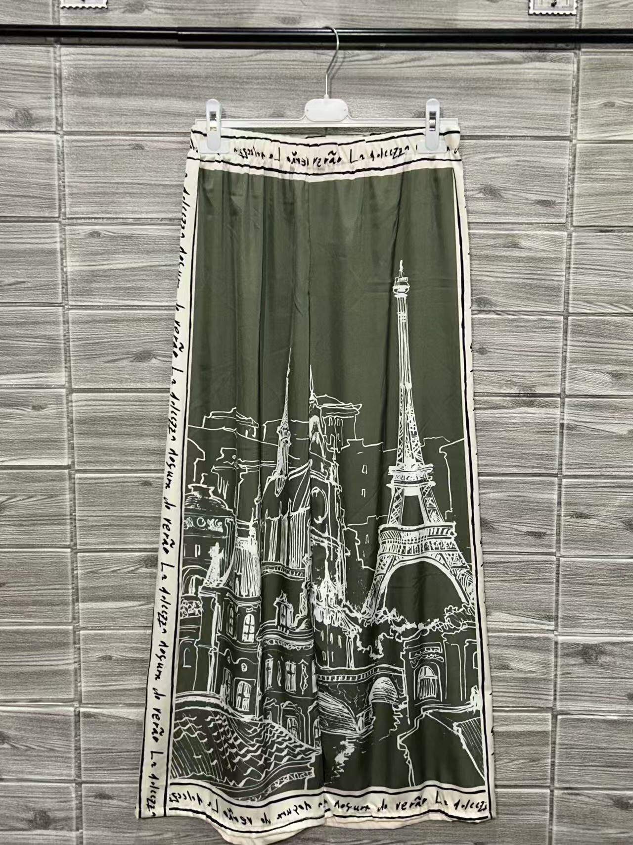 ZOPCPKH Paris Print Pants Khaki