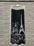 ZOPCPBK Paris Print Pants Black