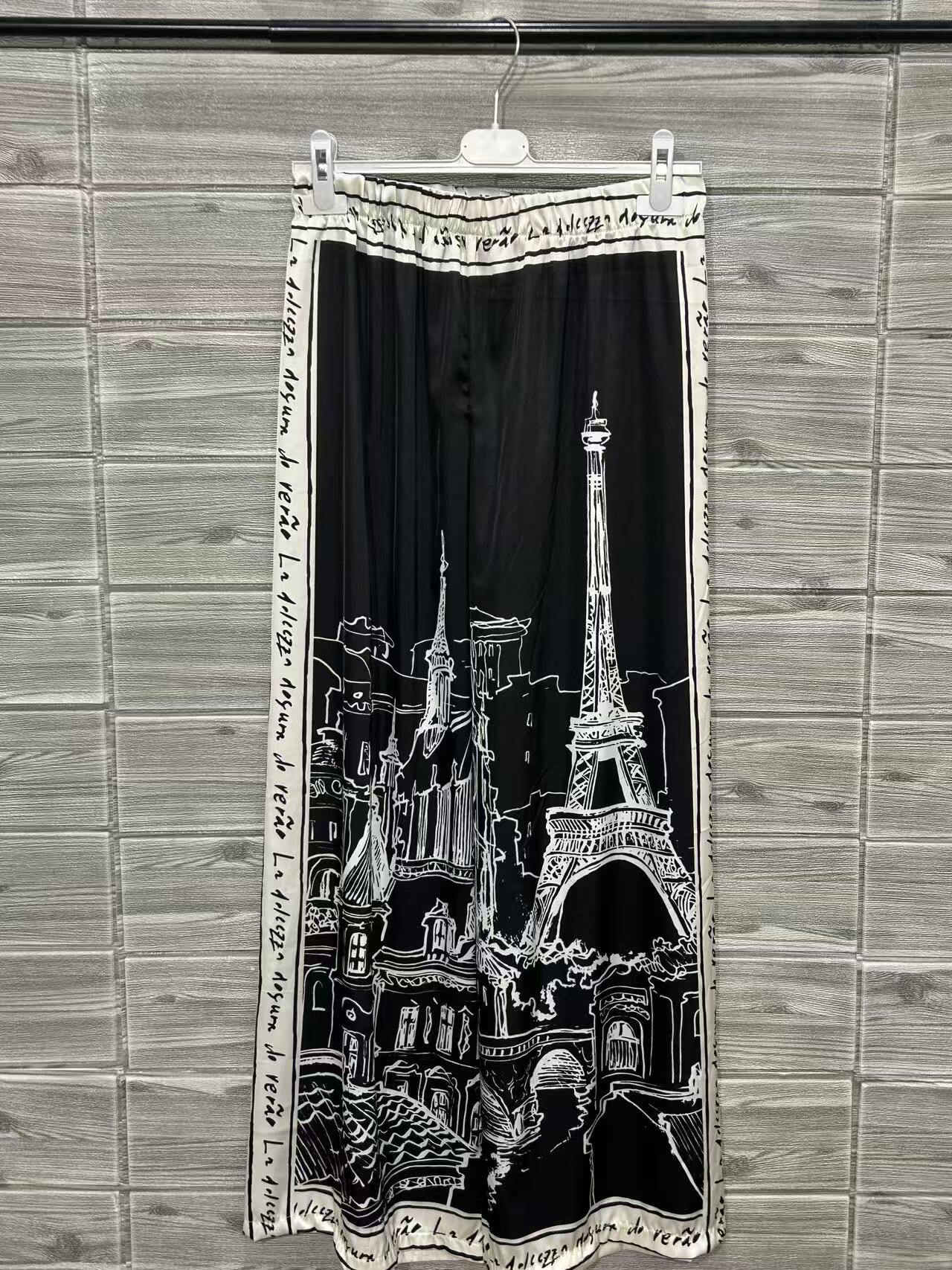 ZOPCPBK Paris Print Pants Black