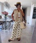 ESTPPSBE Printed Palazzo Set Beige