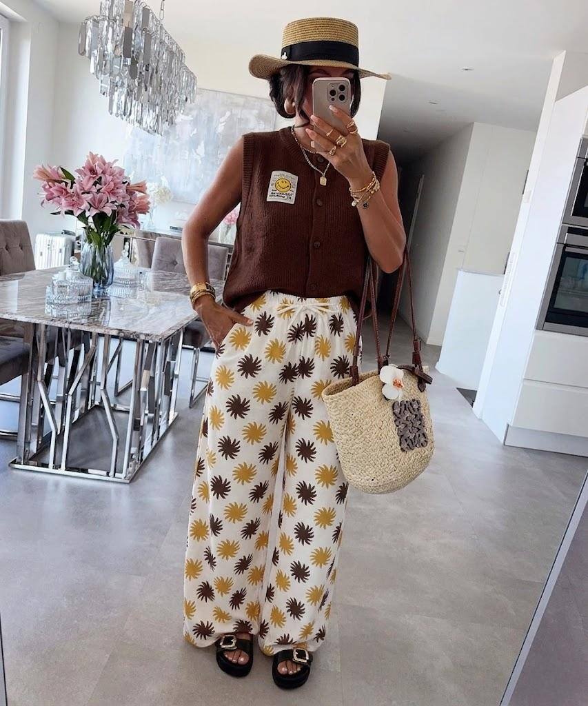 ESTPPSCH Printed Palazzo Set Chocolate