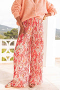 ESTPPPFU Pleated Palazzo Printed Pants Fuchsia