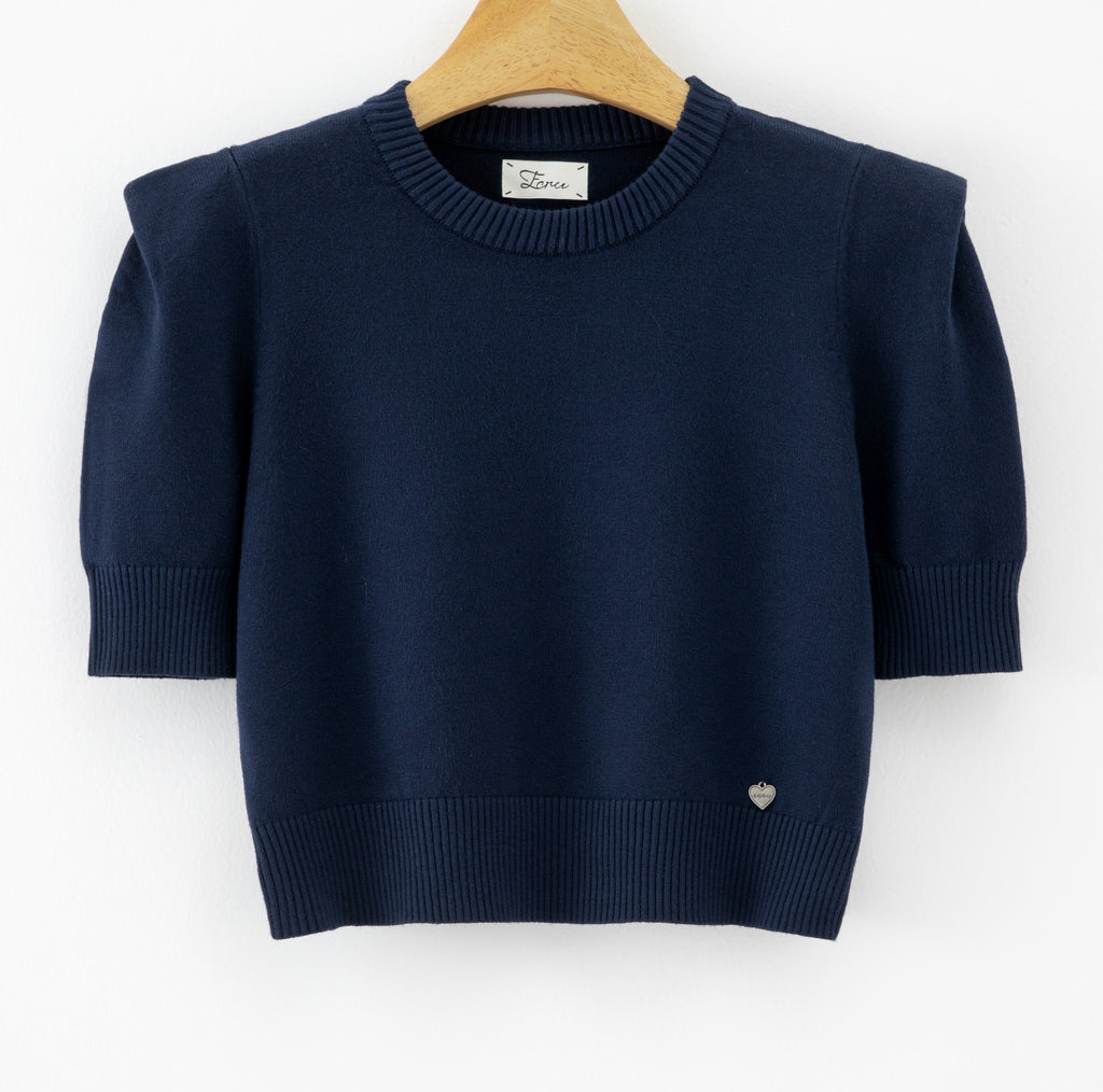 LUSSS11 Navy Structured Shoulder Sweater