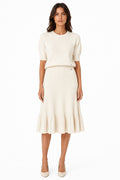 LUMKS7 Cream Ruffle Hem Skirt