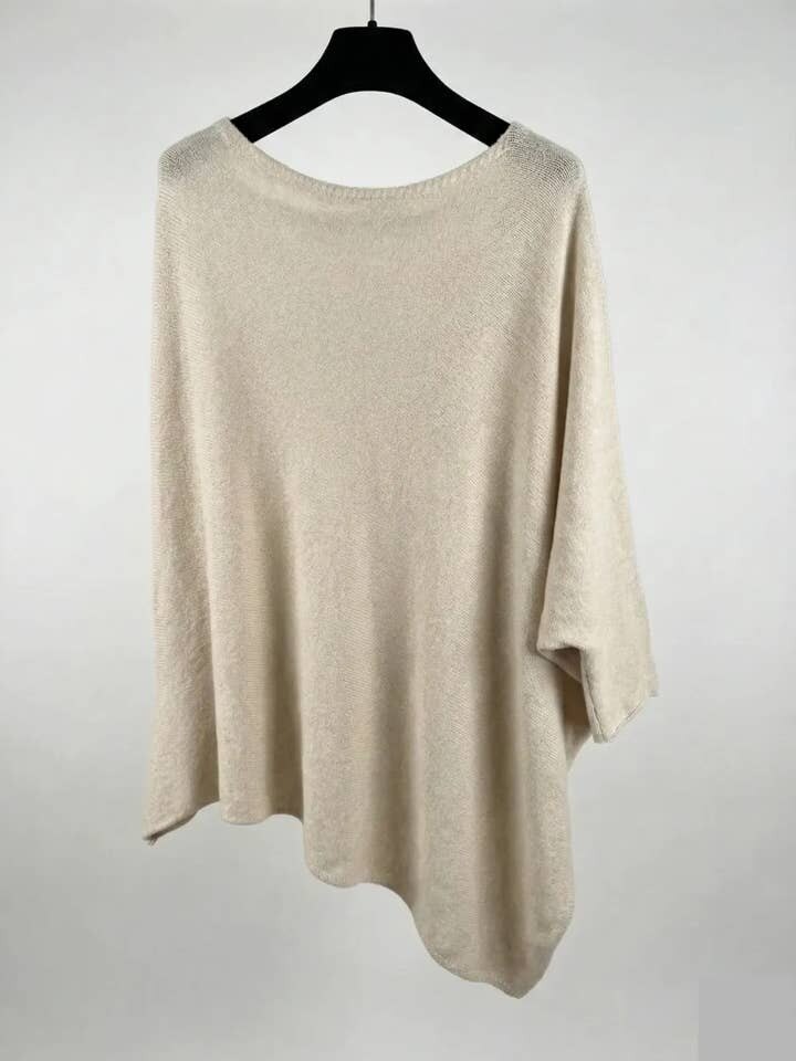 MYAPBG Asymmetrical Poncho T-Shirt Beige
