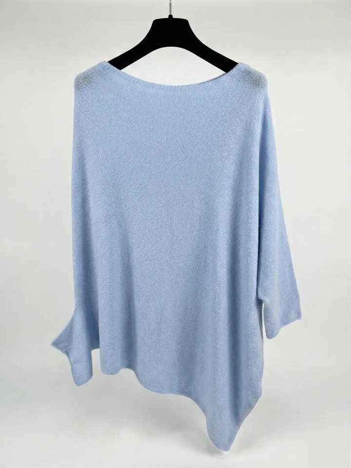 MYAPSB Asymmetrical Poncho T-Shirt Sky Blue