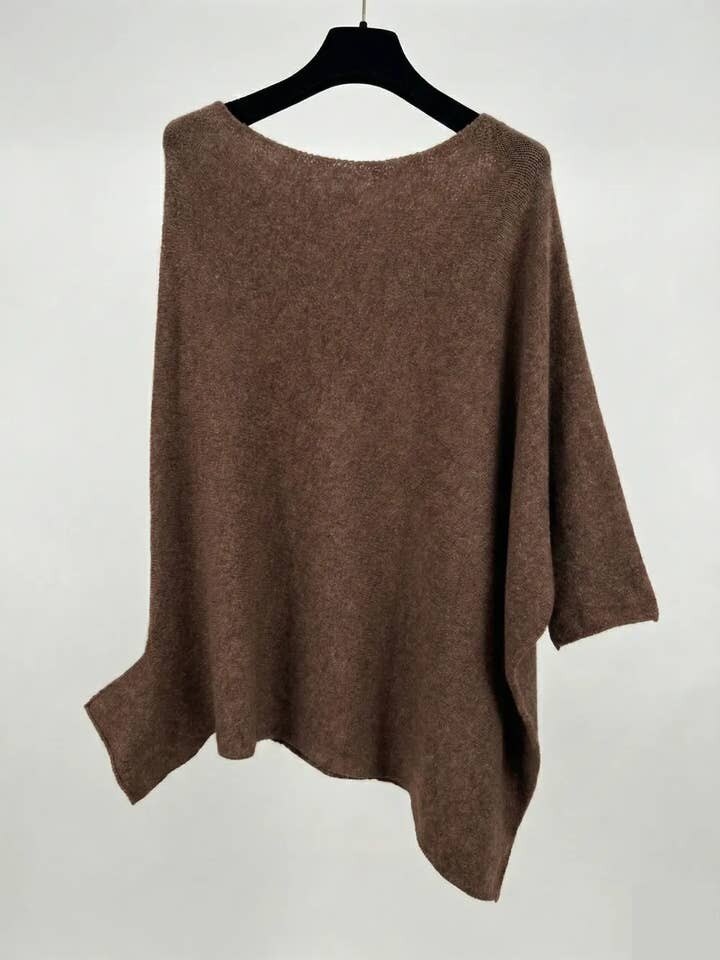 MYAPCH Asymmetrical Poncho T-Shirt Chocolate