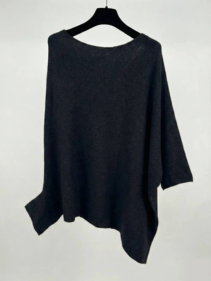 MYAPBK Asymmetrical Poncho T-Shirt Black