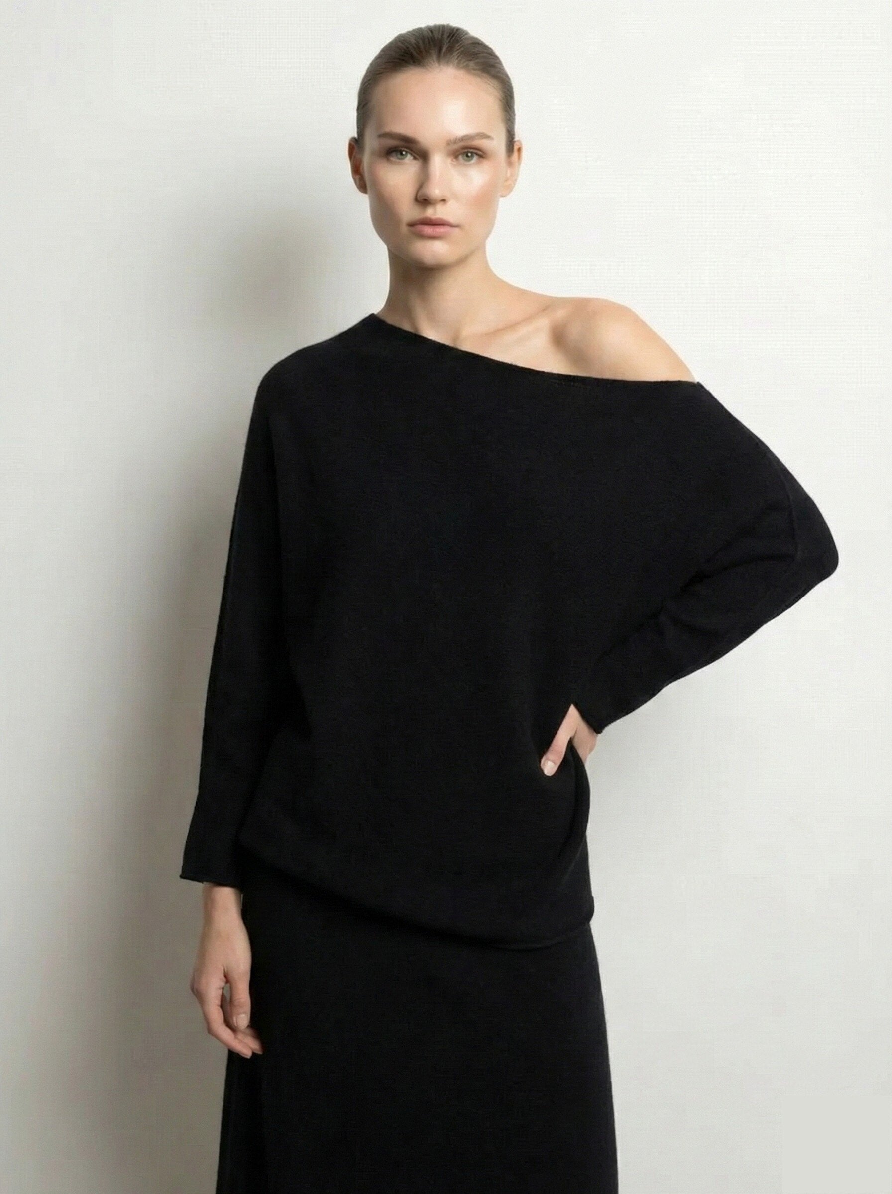 MYAPBK Asymmetrical Poncho T-Shirt Black