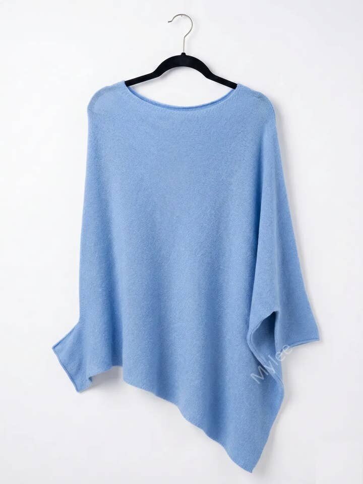 MYAPBL Asymmetrical Poncho T-Shirt Blue