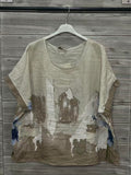 ZOSW1EC Watercolor Floral Linen Top Ecru