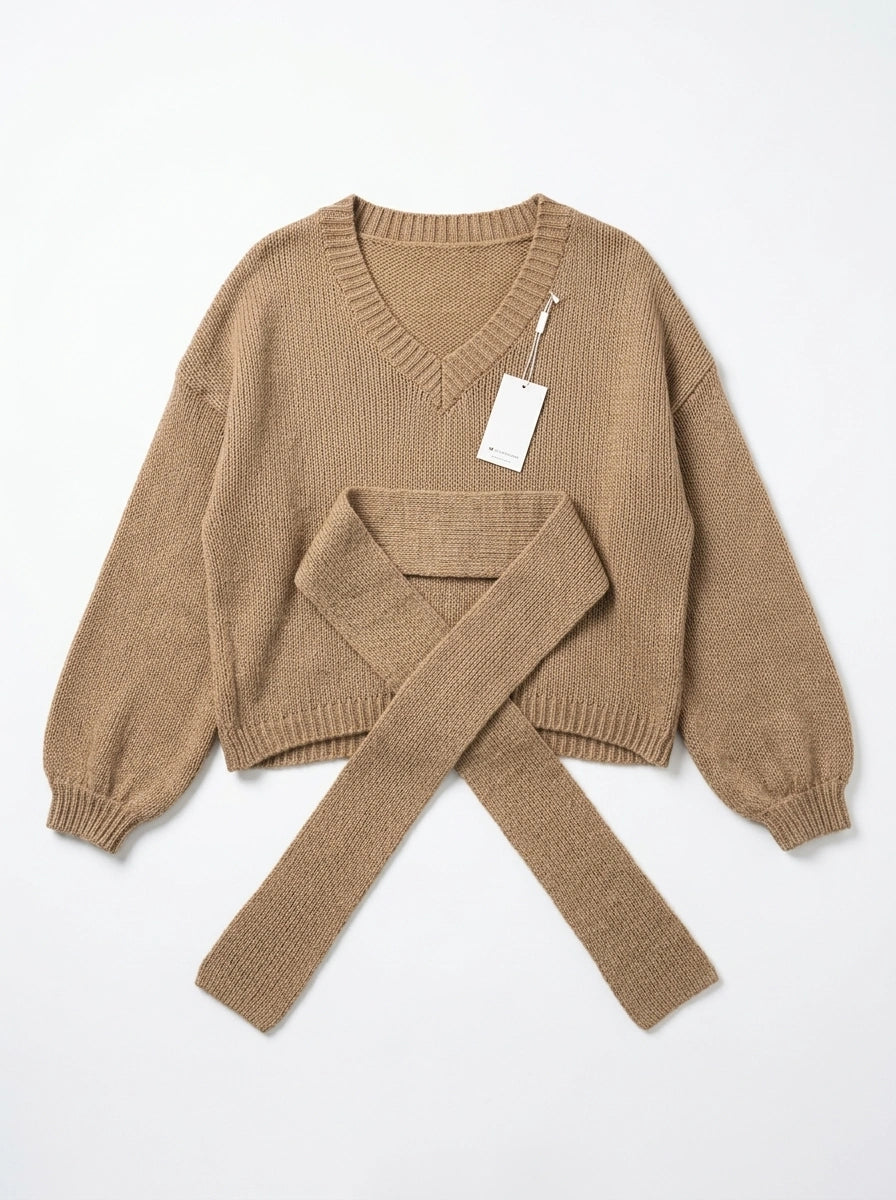 ESTSC5 Beige Scarf Knit Sweater