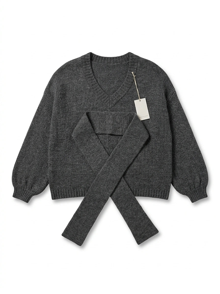 ESTSC3 Charcoal Scarf Knit Sweater