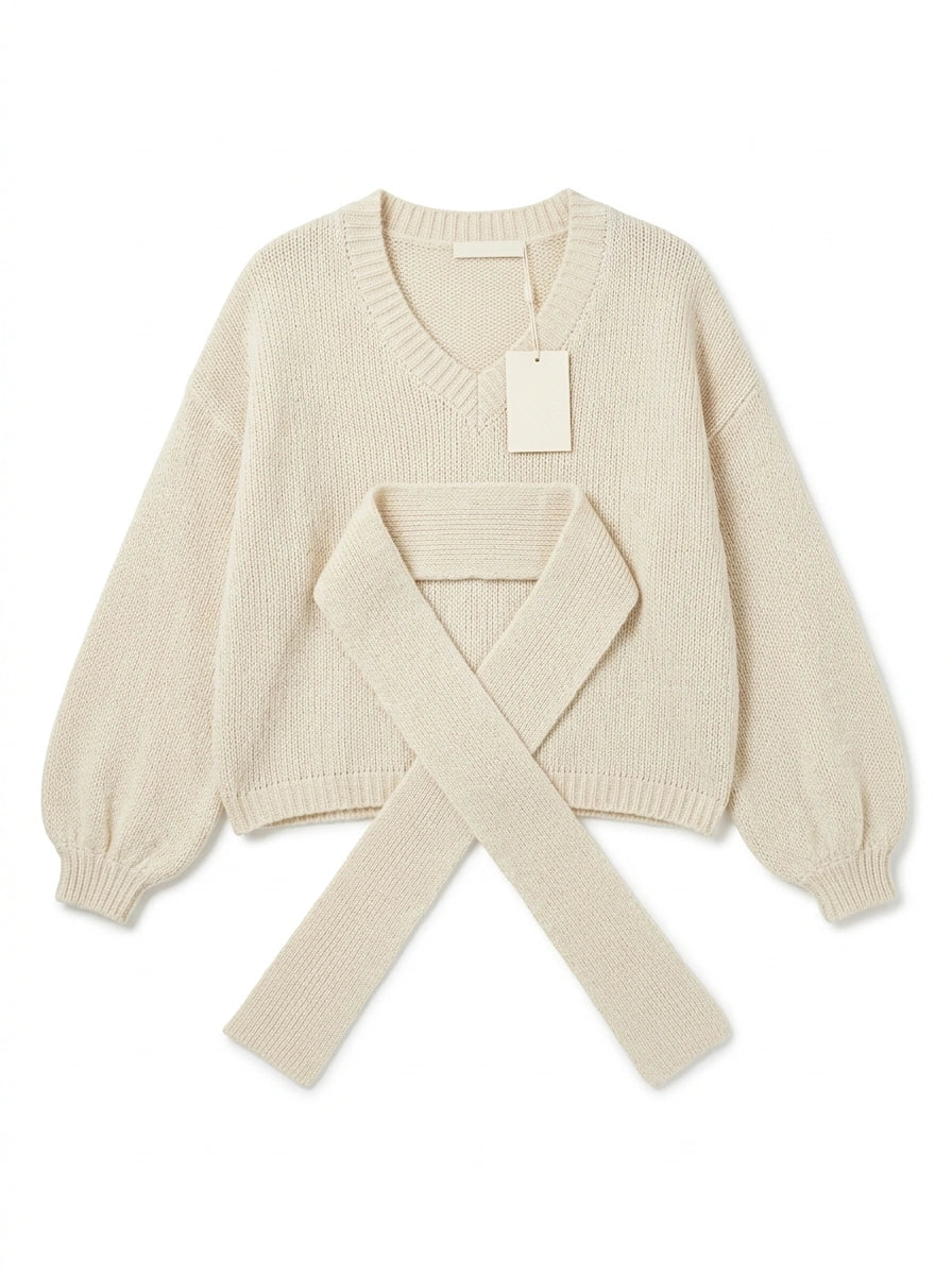 ESTSC4 Ivory Scarf Knit Sweater