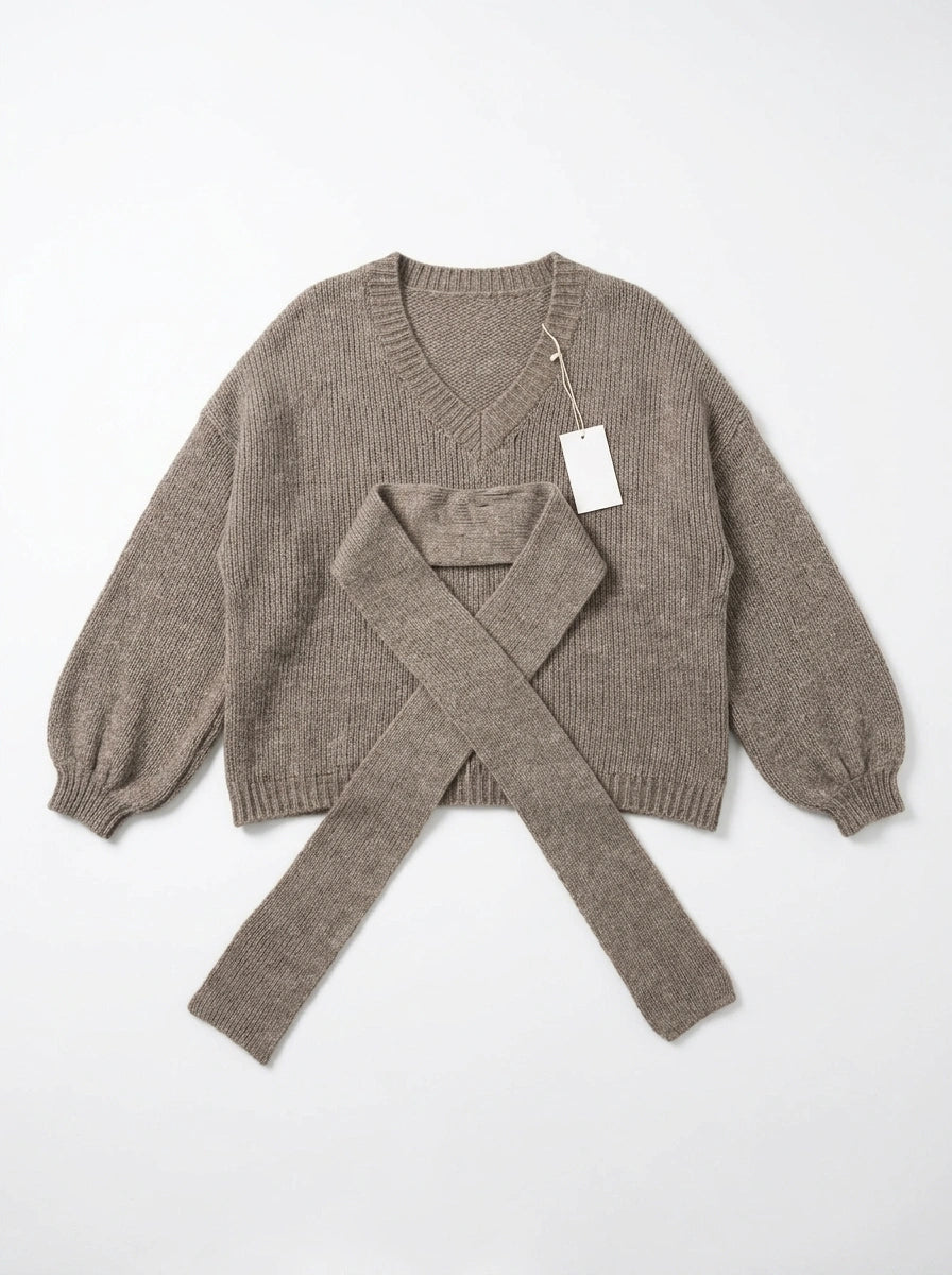 ESTSC1 Mocha Scarf Knit Sweater