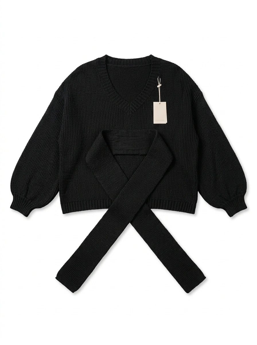 ESTSC2 Black Scarf Knit Sweater
