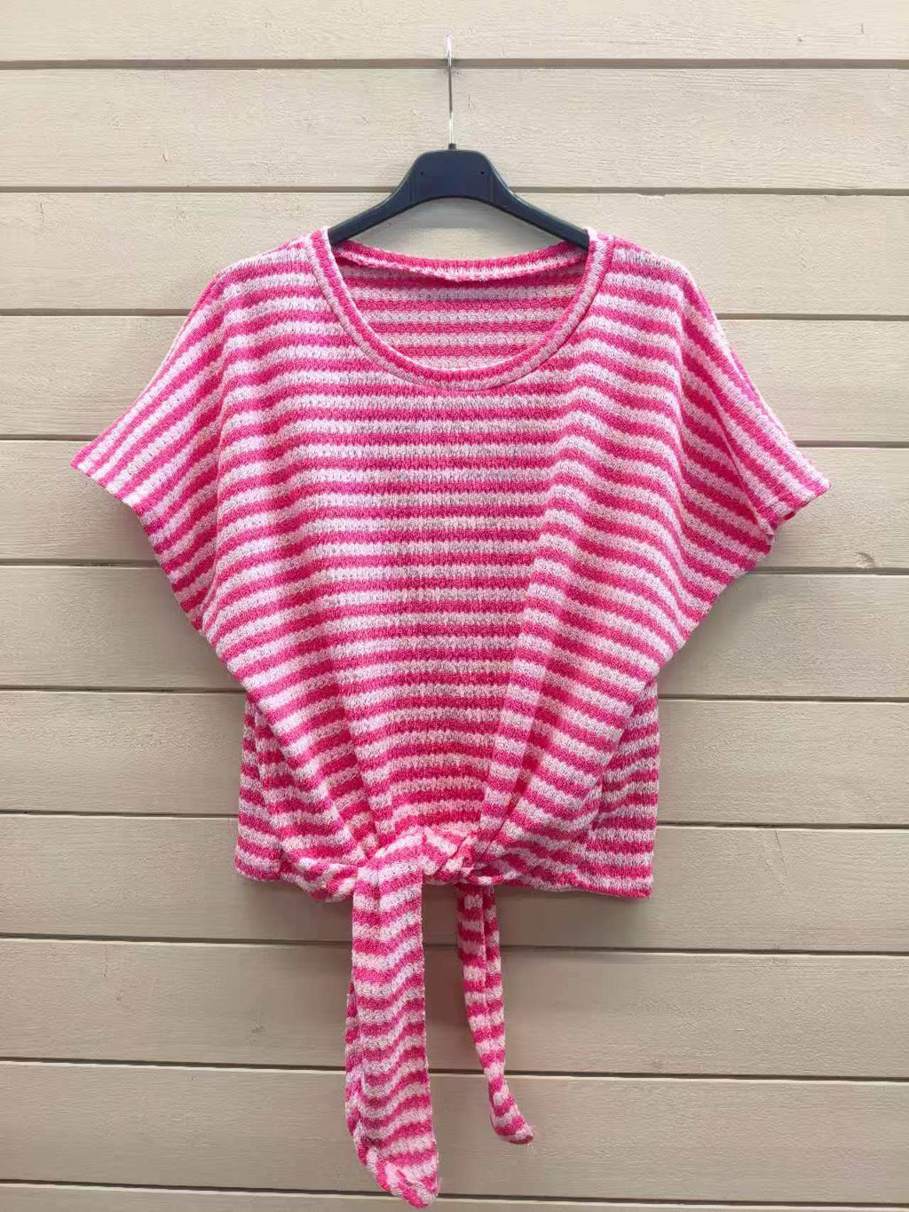 ESTCSPK Striped Cotton Sweater Pink