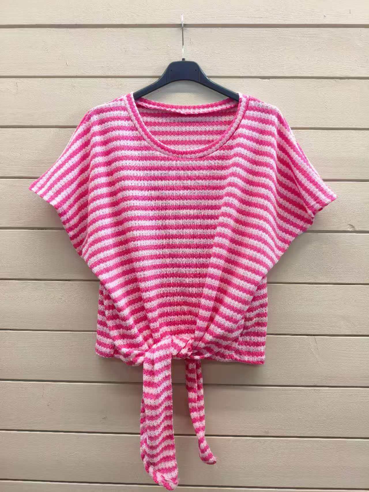 ESTCSPK Striped Cotton Sweater Pink