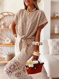 ESTCSTP Striped Cotton Sweater Taupe