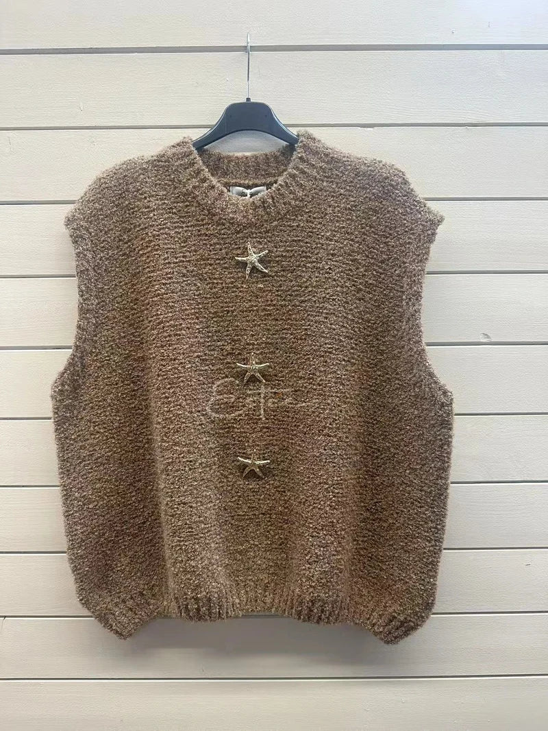 ESTTD4 Brown Teddy Knit Vest