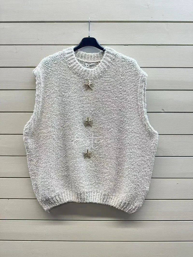 ESTTD3 Ivory Teddy Knit Vest