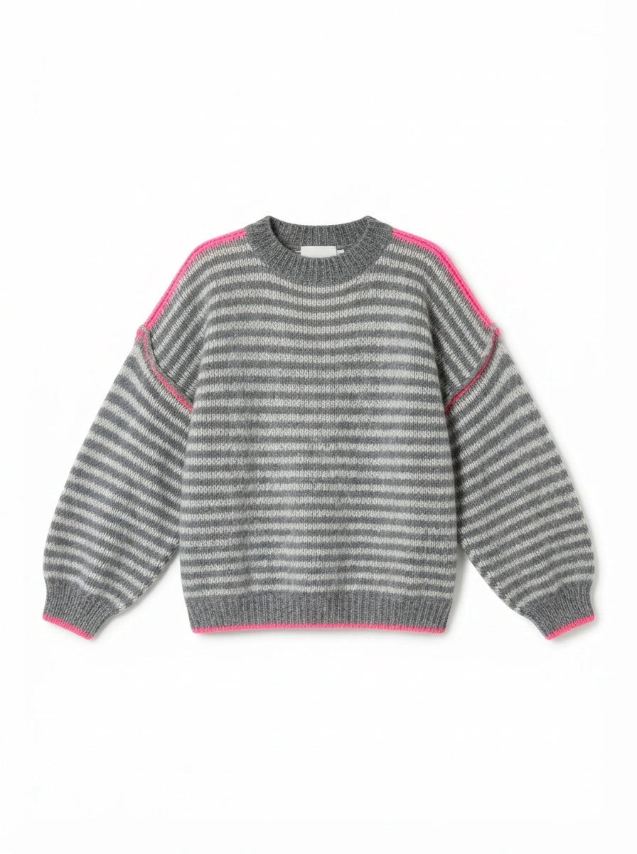 ESTSW2 Gray Striped Knit Sweater