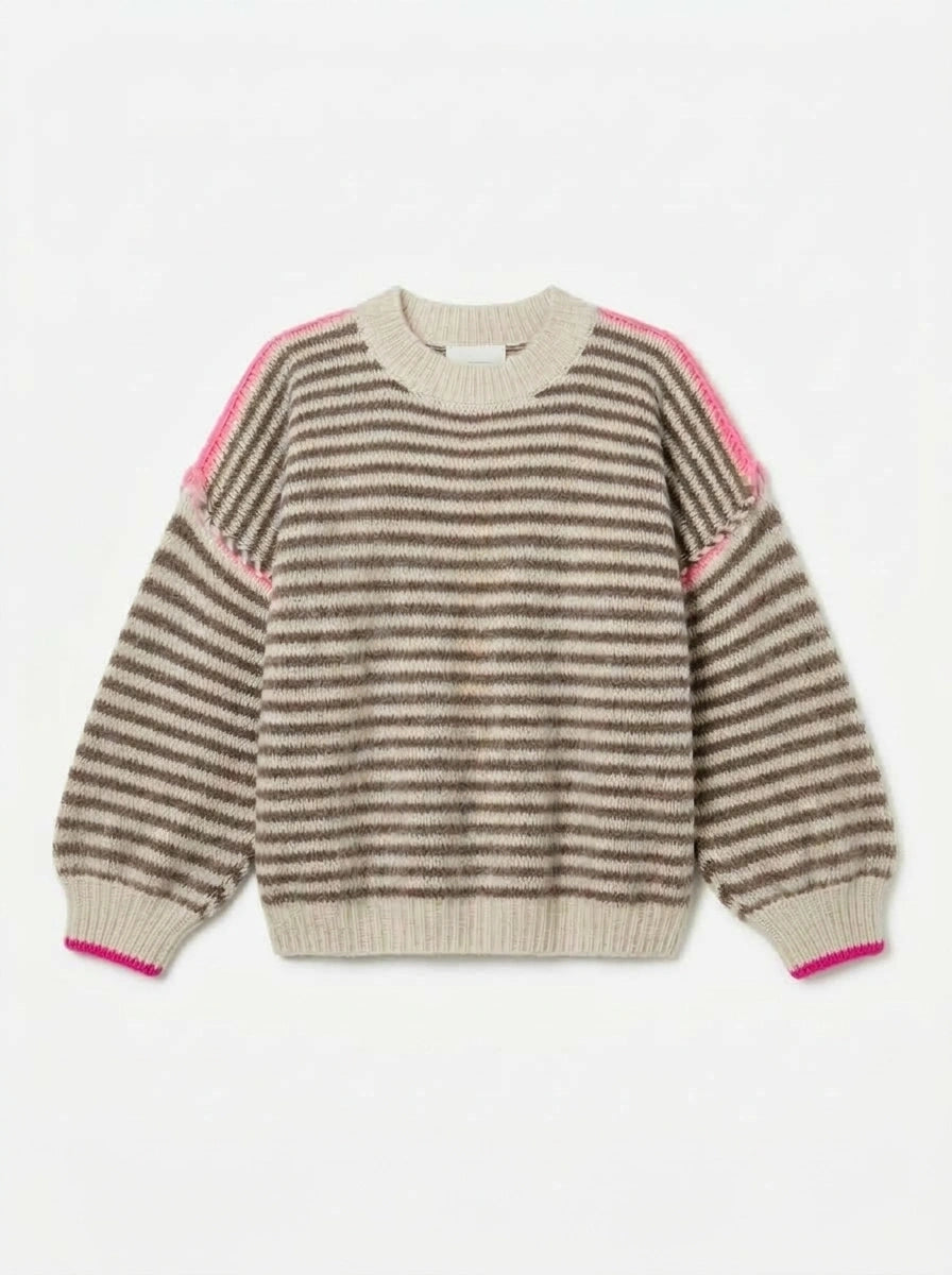 ESTSW3 Ivory Striped Knit Sweater