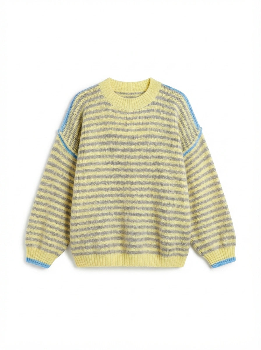 ESTSW6 Light Yellow Striped Knit Sweater
