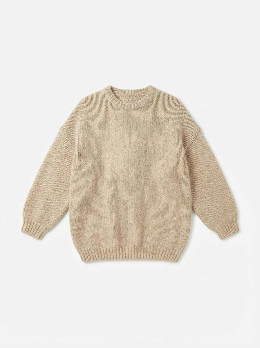 ESTRN5 Beige Relaxed Knit Sweater