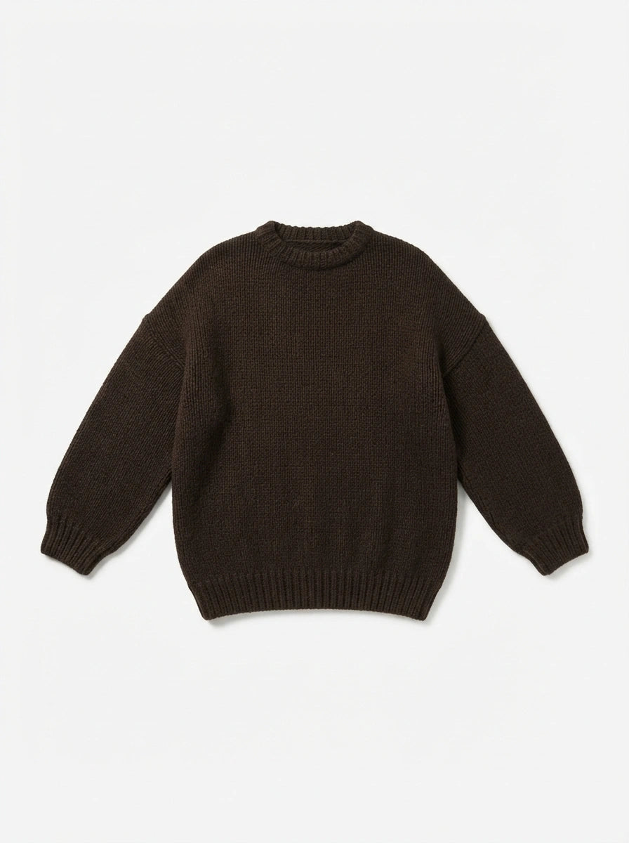 ESTRN6 Dark Brown Relaxed Knit Sweater