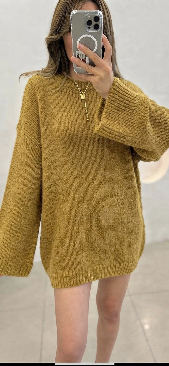 ESTRN9 Mustard Relaxed Knit Sweater