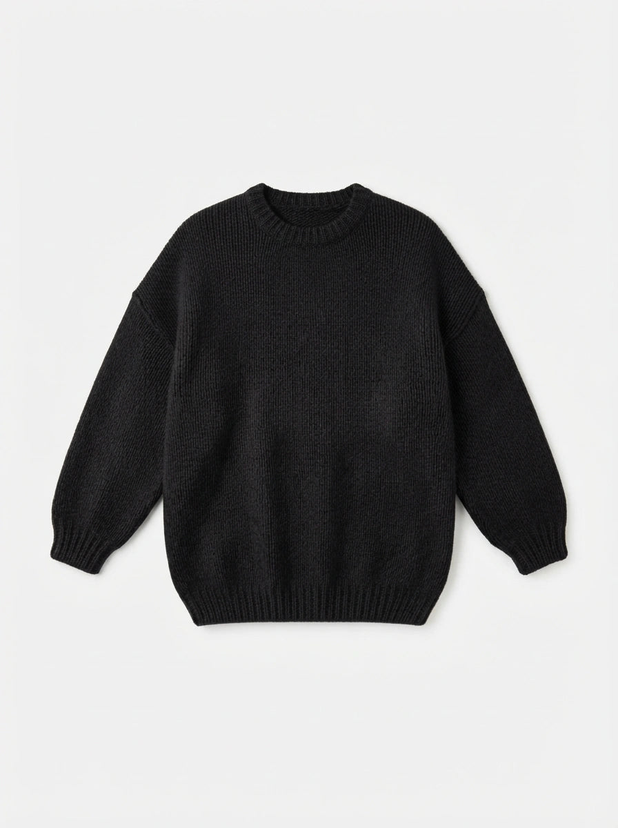 ESTRN2 Black Relaxed Knit Sweater