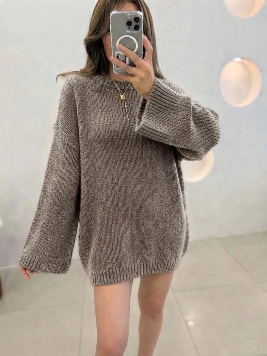 ESTRN7 Taupe Relaxed Knit Sweater