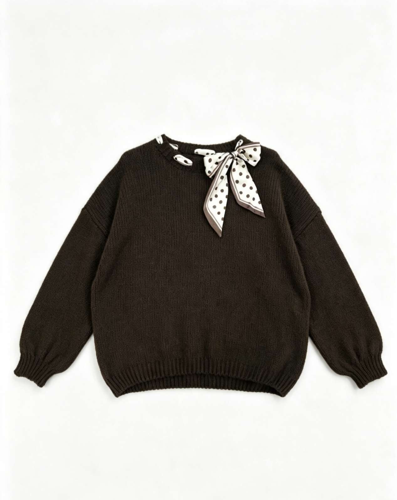 ESTPT4 Chocolate Mohair Polka Tie Sweater