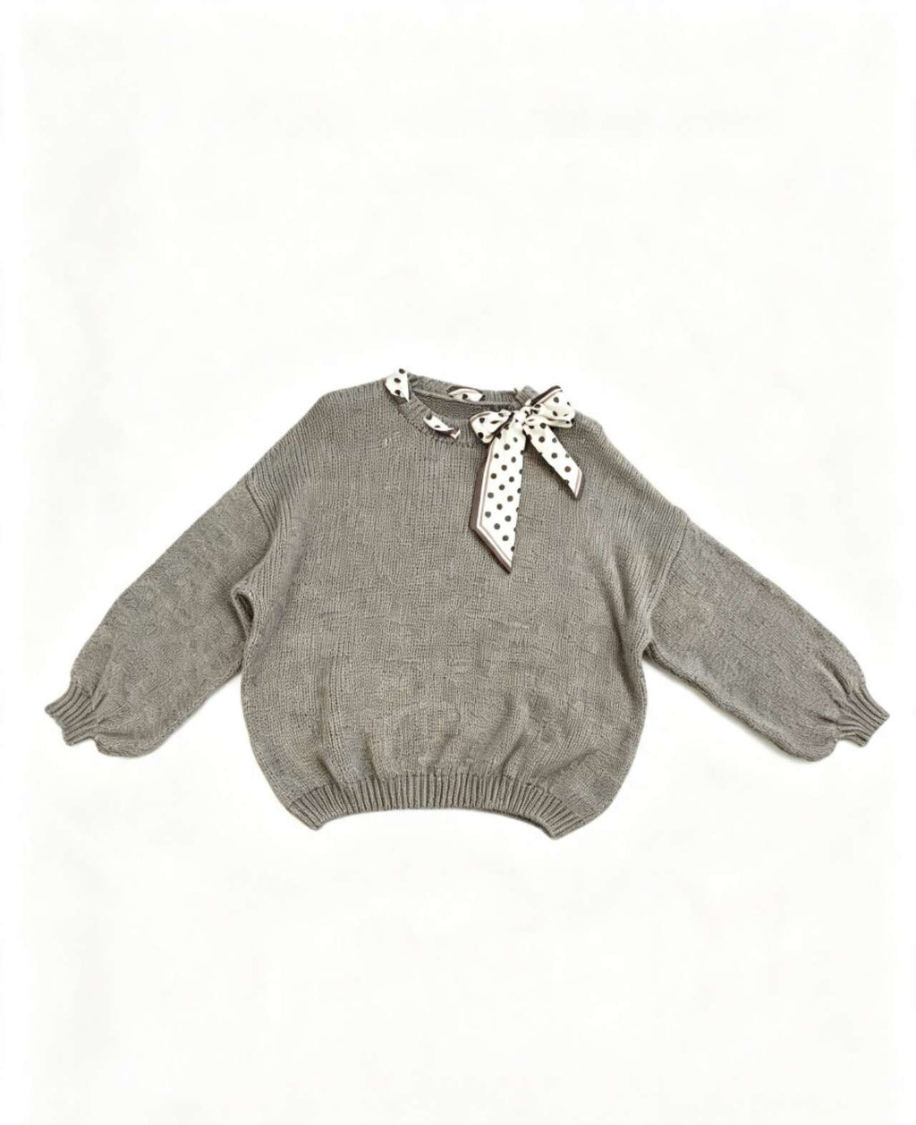 ESTPT5 Taupe Mohair Polka Tie Sweater