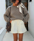 ESTPT5 Taupe Mohair Polka Tie Sweater